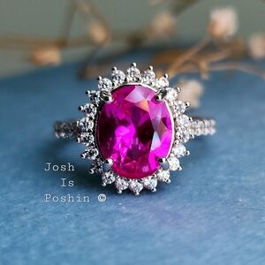 2CT Hot Pink Sapphire Ring In Sterling Silver